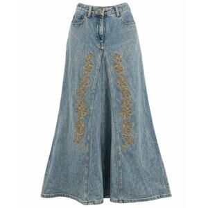 Vintage Jeanology Denim Maxi Skirt Western Prairie Boho Size 6 Medium Modest